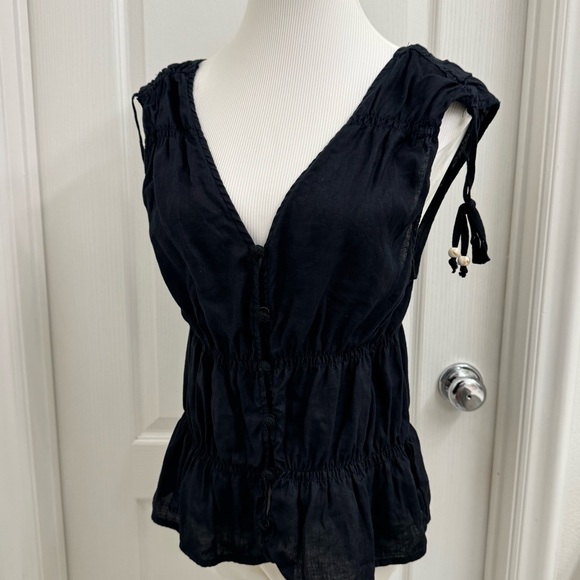 CYNTHIA ROWLEY Linen Top - Picture 2 of 5